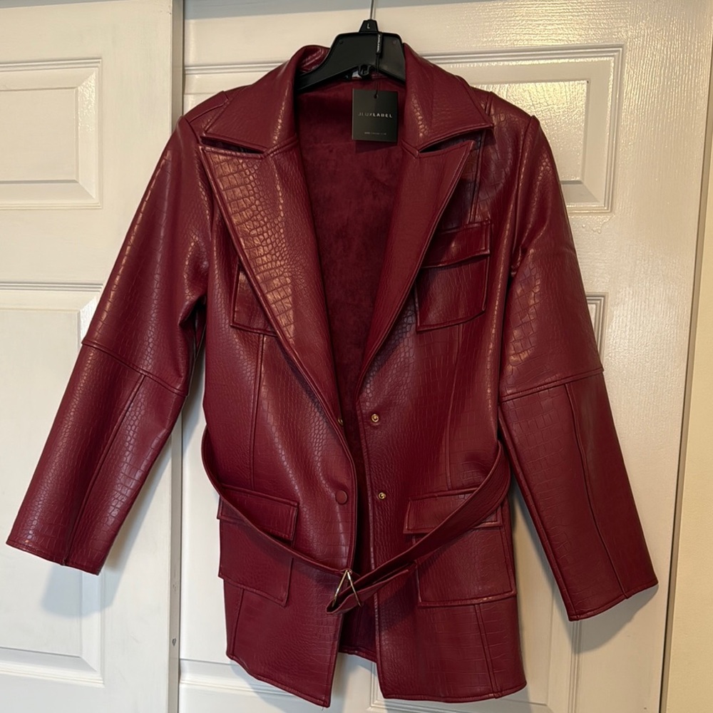 Luxurious Burgundy vegan leather Jacket